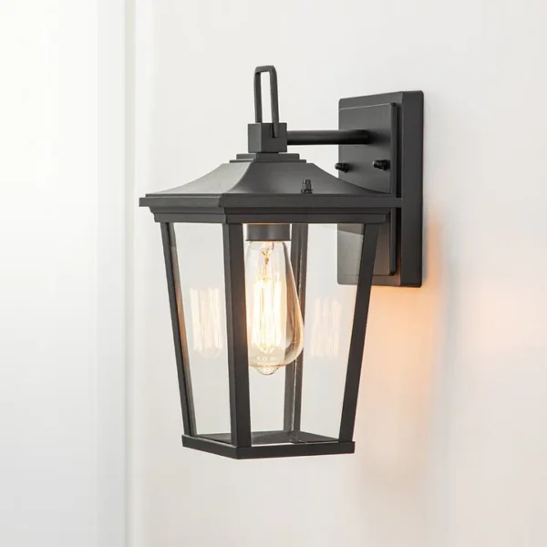 IP20 Clear Glass Lantern Outdoor Wall Sconce - Image 3