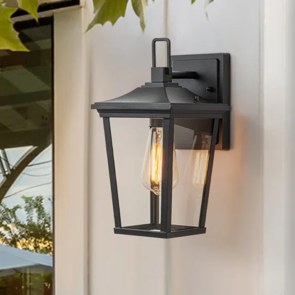 IP20 Clear Glass Lantern Outdoor Wall Sconce - Image 8