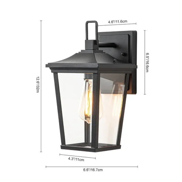 IP20 Clear Glass Lantern Outdoor Wall Sconce - Image 9